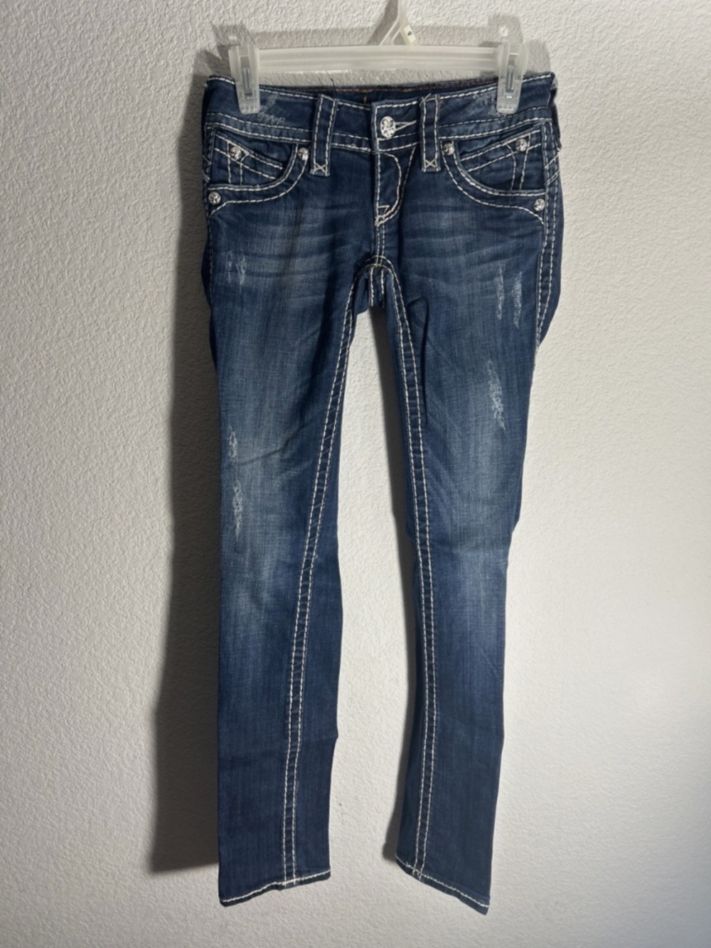Rock Revival Morgan Boot Cut Jeans Womens 24x31.5 Embellished Pockets Denim - Picture 4 of 8